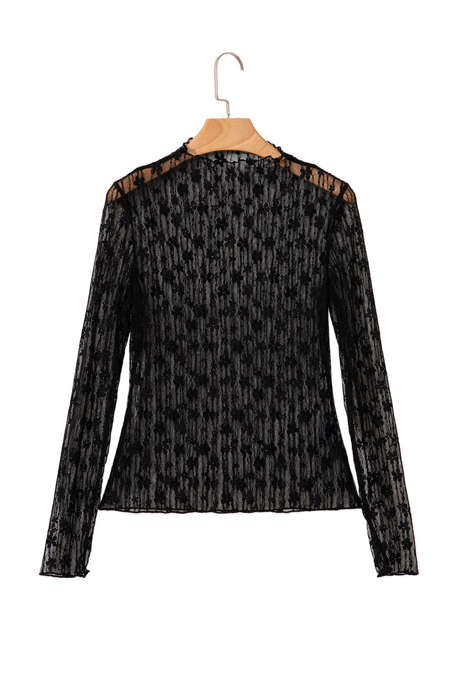 Floral Lace Sheer Long Sleeve Slim Fit Top- 3 Colors