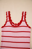 Scalloped Edge Striped Ribbed Tank Top- 2 Colors