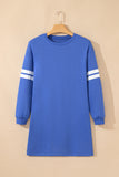 Varsity Striped Long Sleeve Loose Mini Dress with Pockets- 5 Colors
