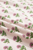 Pink Floral Print V-Neck Scallop Trim Button-Up Short Sleeve Maxi Dress