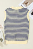 Striped Contrast Trim Sleeveless Collared Sweater- 3 Colors