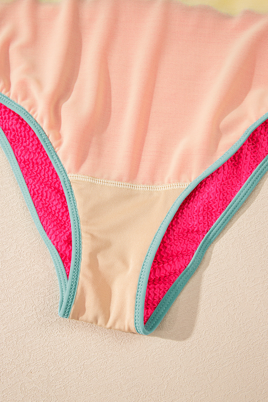 Textured Color Block One-Piece Swimsuit