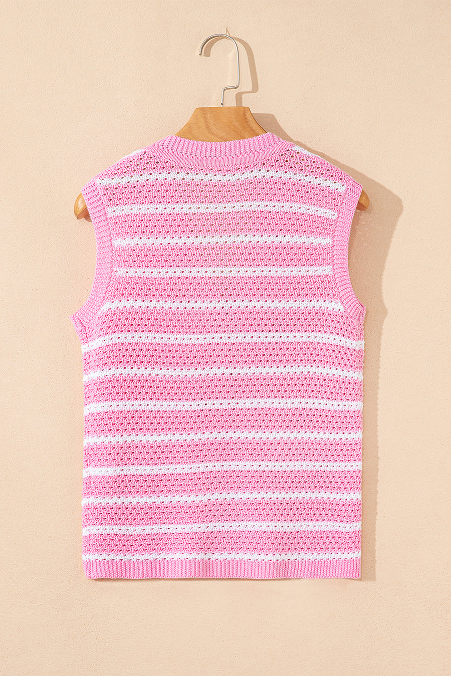 Striped V-Neck Button-Up Knit Vest- 2 Colors