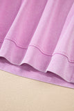 Yellow Cream Solid Color Washed Sleeveless Top Split Skort Cotton 2pcs Outfit