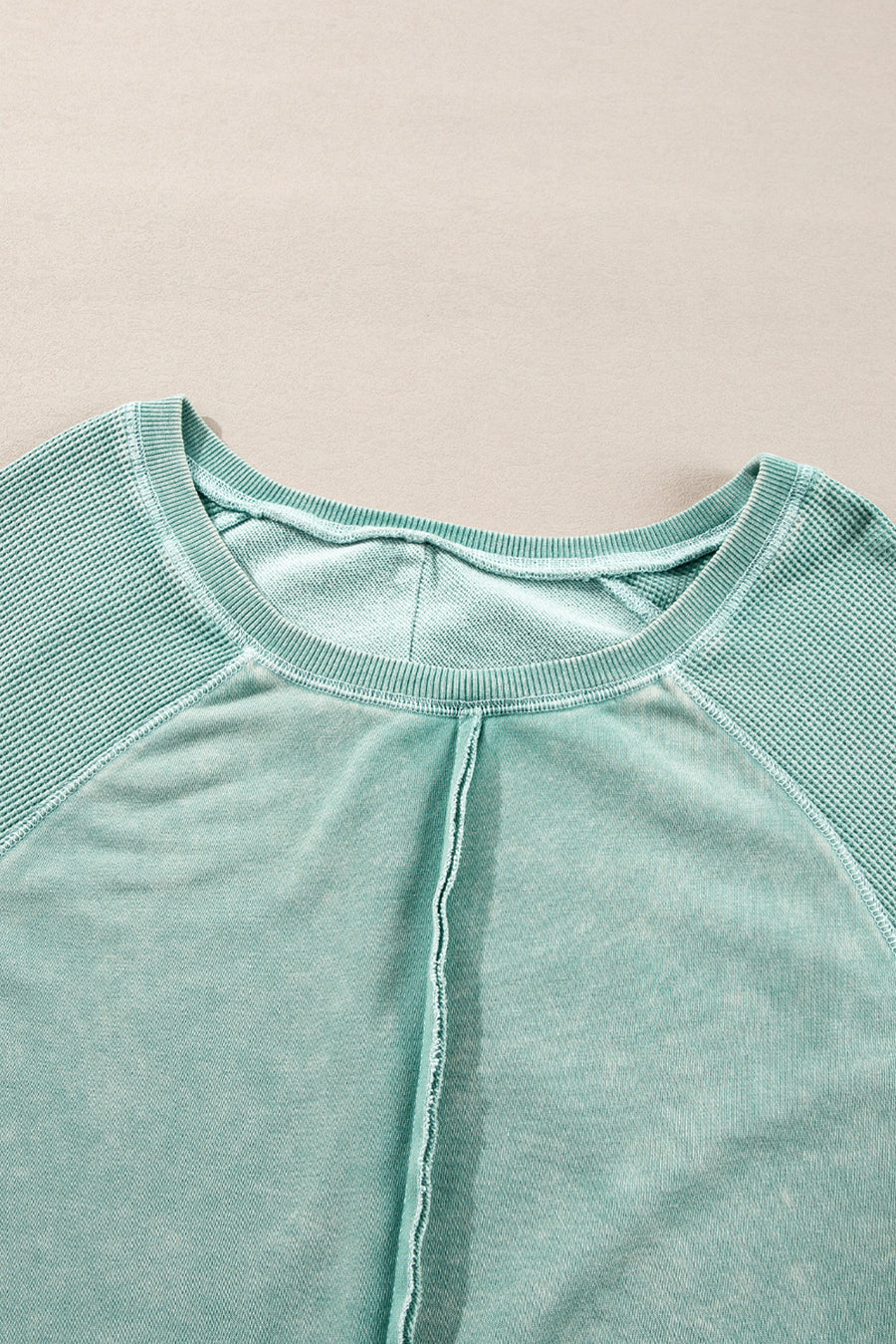 Waffle Knit Patchwork Raglan Sleeve Sweatshirt- 3 Colors