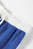 Varsity Striped Drop Shoulder Pullover Sweatshirt & Mini Skort Set- 6 Colors