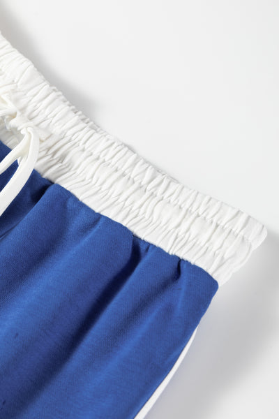 Tillandsia Purple Varsity Stripe Detail Drop Shoulder Pullover Mini Skort Set