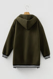 Contrast Cuff Drop Shoulder Zip-Up Tunic Hoodie- 3 Colors