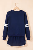 Varsity Striped Drop Shoulder Pullover Sweatshirt & Mini Skort Set- 6 Colors