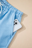 V-Neck Drop Shoulder T-Shirt and Patchwork Shorts Set- 3 Colors
