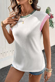 Color Block Corded Crew Neck T-Shirt- 2 Colors