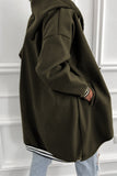 Contrast Cuff Drop Shoulder Zip-Up Tunic Hoodie- 3 Colors
