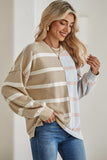 Striped Exposed Seam Patchwork Loose Fit Sweater- 4 Colors
