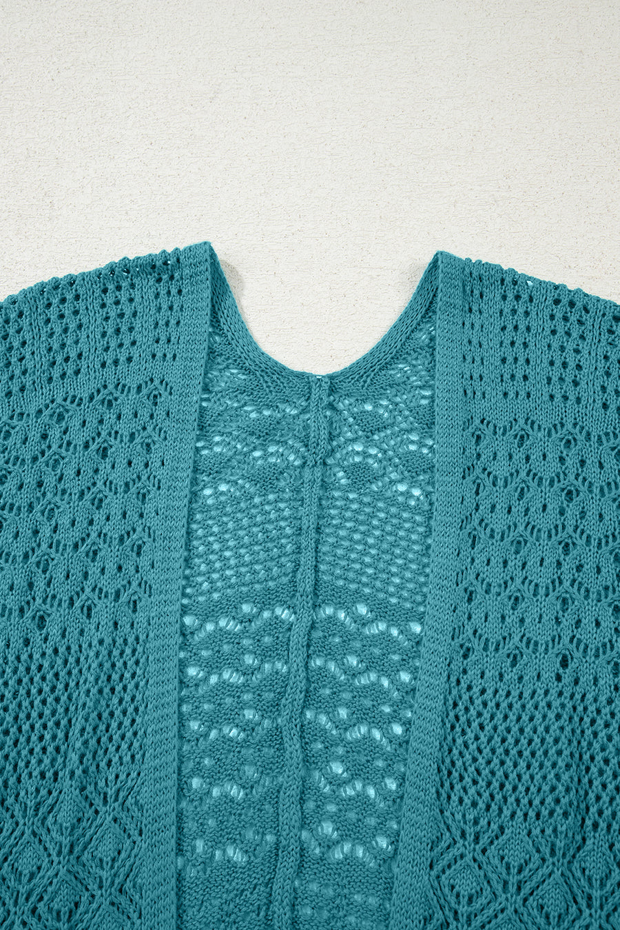 Redwood Burl Mix Pattern Hollow Knit Open Front Cardigan