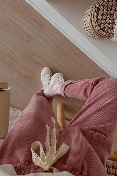 Dark Khaki Drawstring Pullover Hoodie and High Waist Pants Corduroy Suit