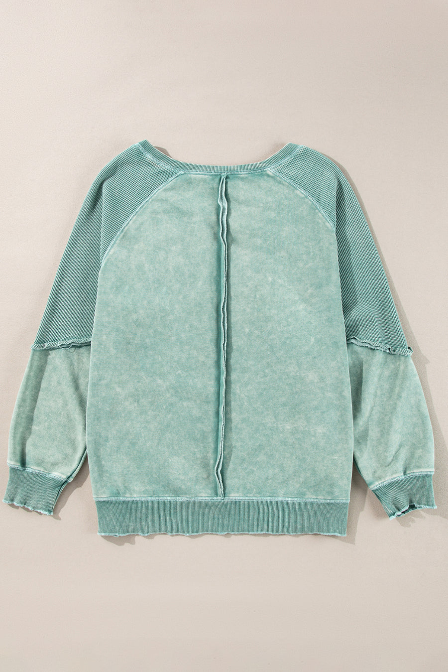 Waffle Knit Patchwork Raglan Sleeve Sweatshirt- 3 Colors