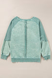 Waffle Knit Patchwork Raglan Sleeve Sweatshirt- 3 Colors
