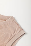 Yellow Cream Solid Color Washed Sleeveless Top Split Skort Cotton 2pcs Outfit