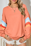 Striped Arm Drop Sleeve Loose Sweatshirt- 2 Colors