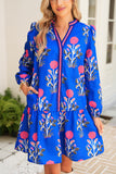 Floral Ruffle Hem Contrast Trim Neckline Mini Dress- 2 Colors