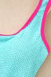 Textured Color Block One-Piece Swimsuit