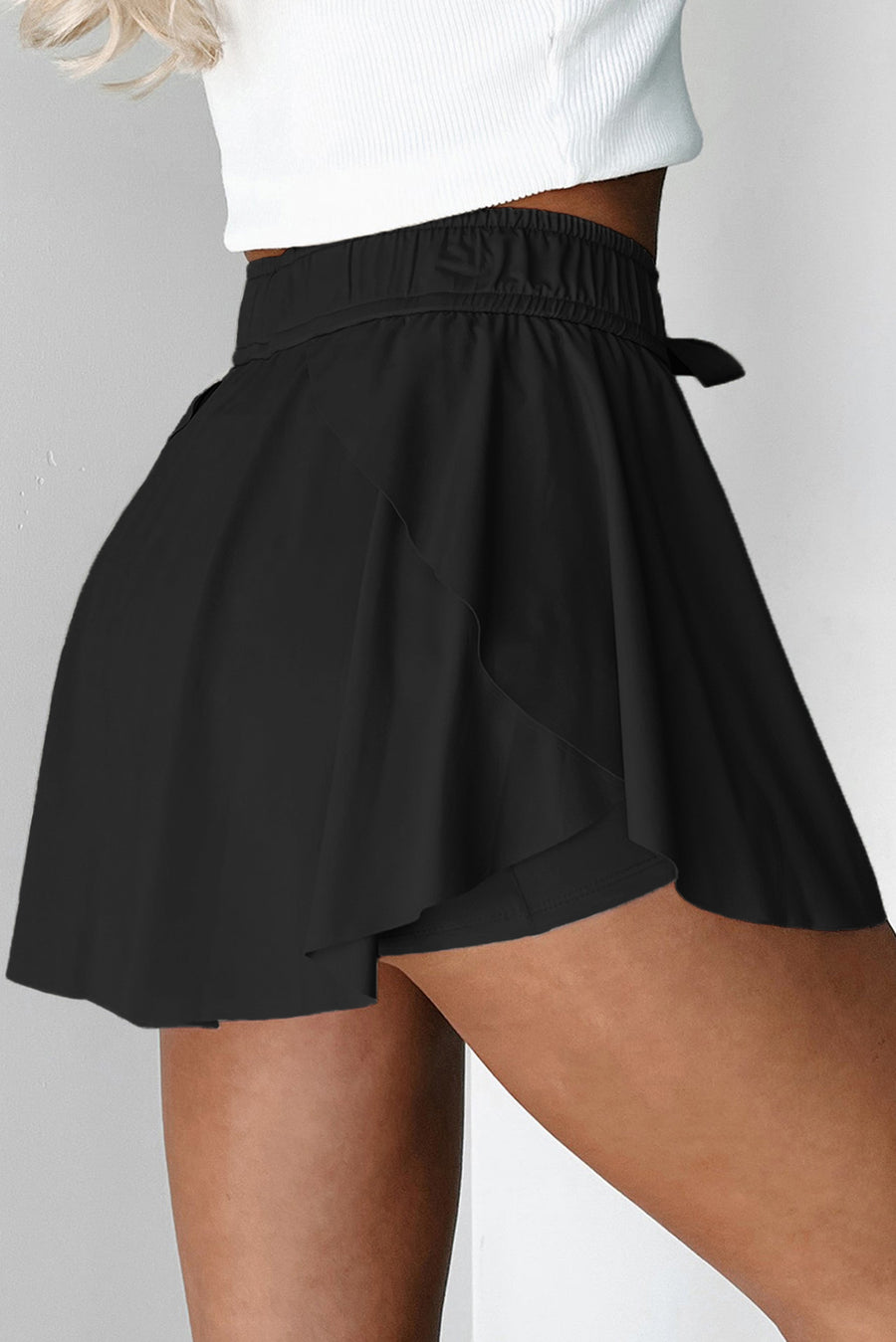 Ribbon Drawstring High-Waist Lined Tennis Skort- 6 Colors