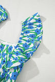Floral Print Square Neck Ruffled Strap Maxi Dress- 2 Colors