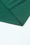 Green Boat Neck Cutout Long Sleeve Blouse with Button Detail Cuffs