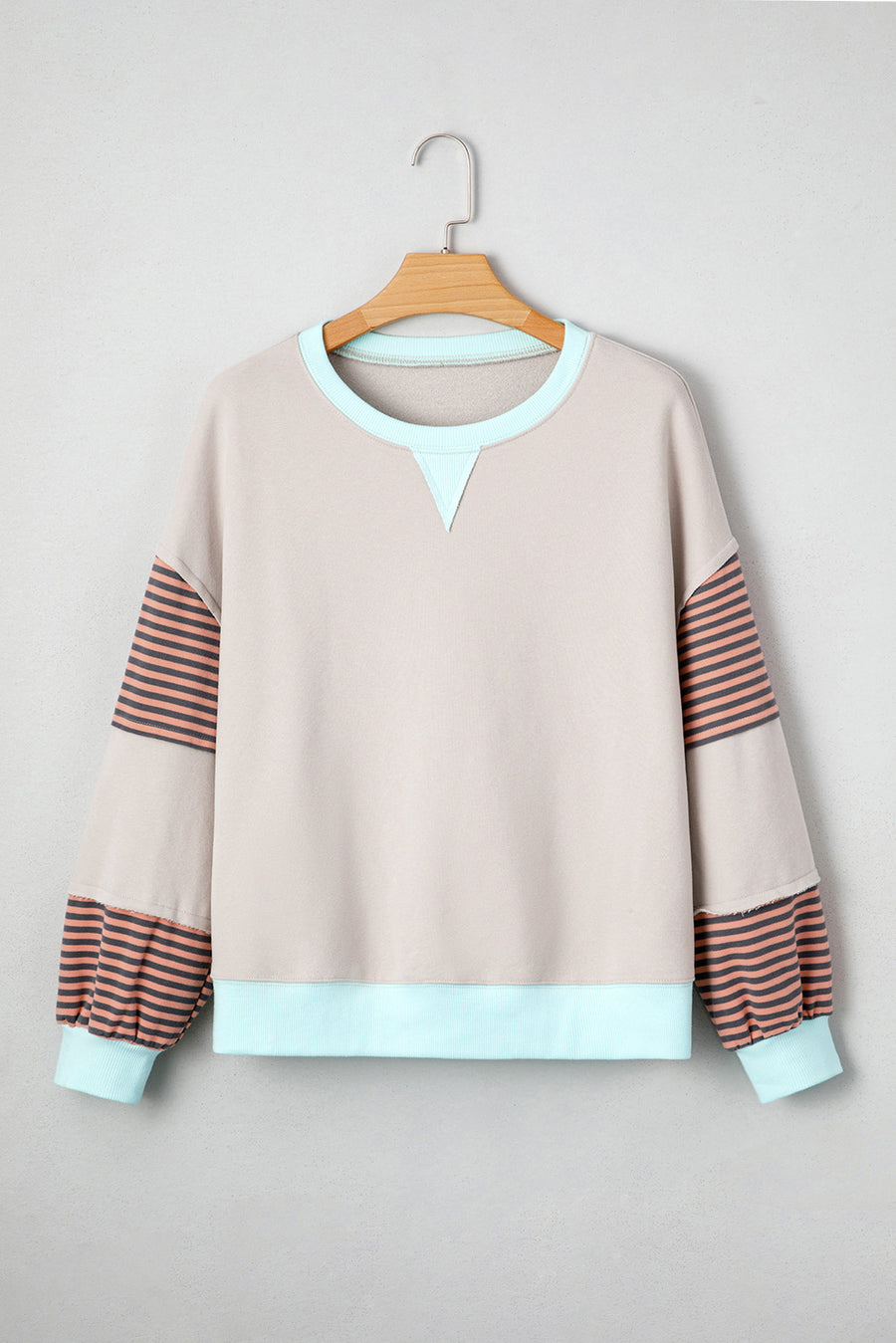 Color Block Patchwork Striped Sleeve Sweatshirt- 3 Colors