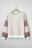 Color Block Patchwork Striped Sleeve Sweatshirt- 3 Colors