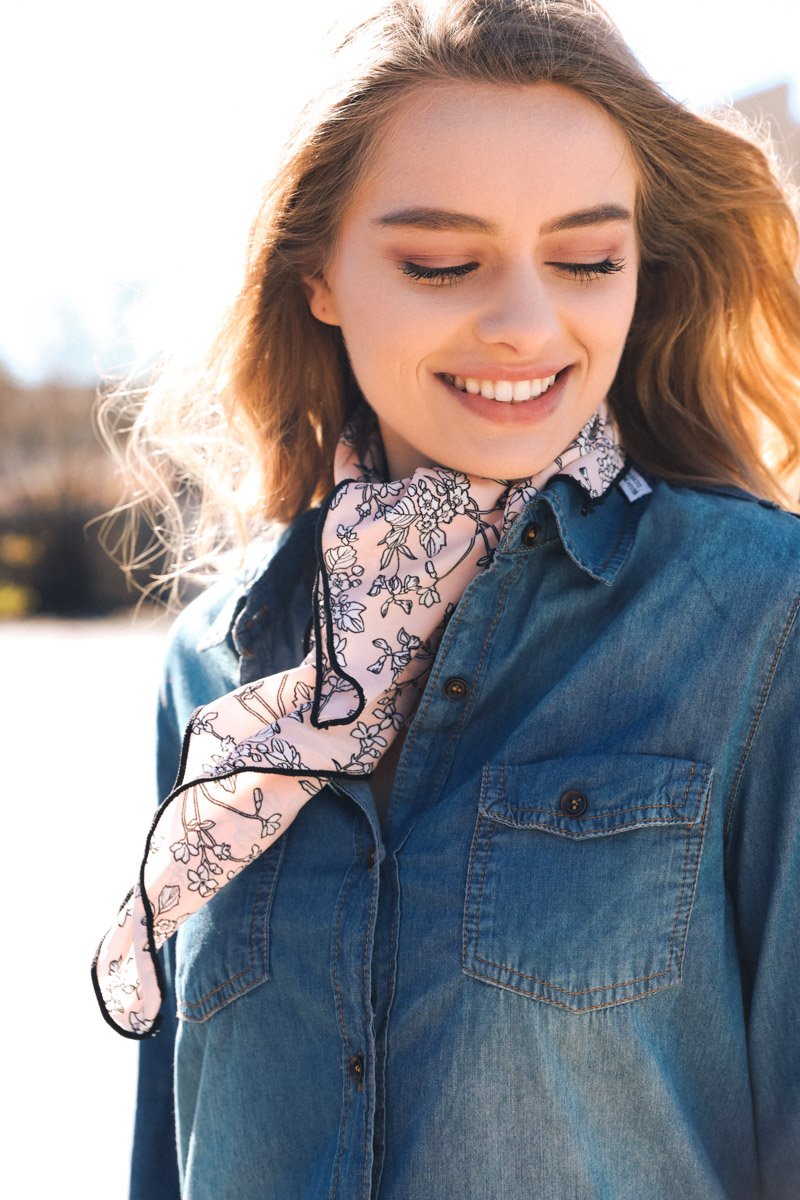 Peach Cutesy Floral Bandana
