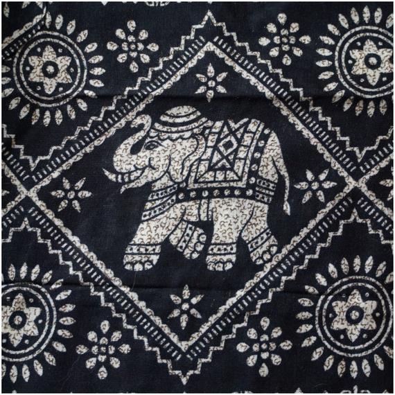 Unisex Bohemian Elephant Diamond Print Harem Pants- Black