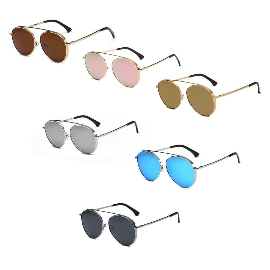 Bethel Retro Mirrored Lens Teardrop Aviator Sunglasses- 6 Colors