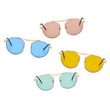 CHOCTAW Round Tinted Geometric Brow-Bar Fashion Sunglasses- 4 Colors