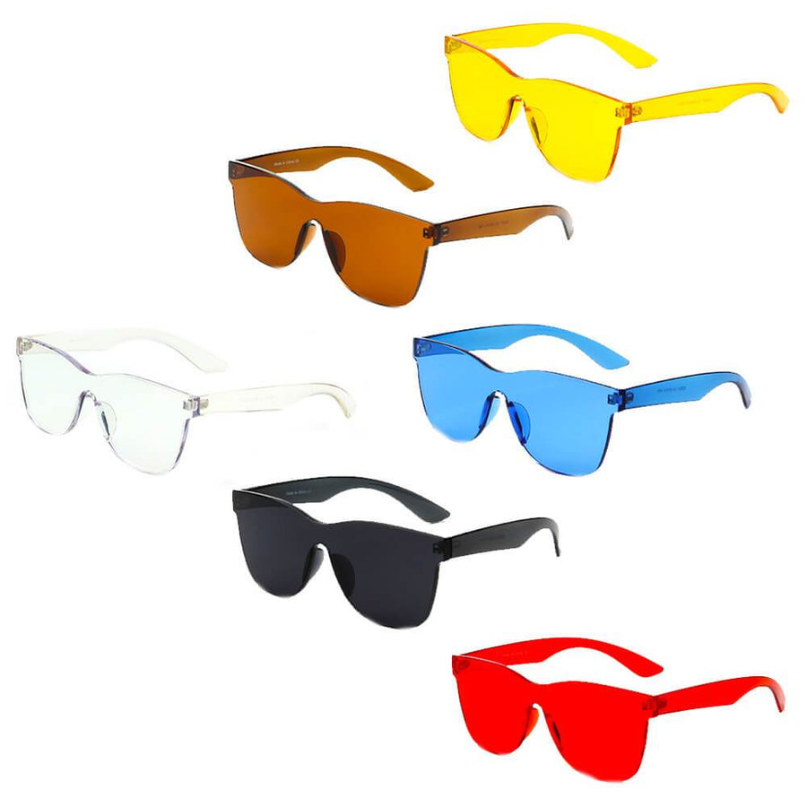 LEMOORE | Retro Flat Lens Candy Color Square Rimless Sunglasses- 5 Colors