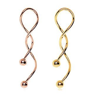 14g Gold-Plated Spiral Navel Rings- 2 Colors