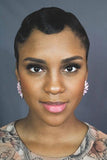 Pink Opal & Crystal Drop Post Wing Earrings