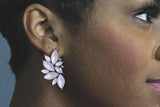 Pink Opal & Crystal Drop Post Wing Earrings