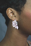 Pink Opal & Crystal Drop Post Wing Earrings