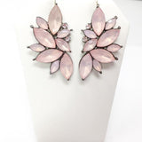 Pink Opal & Crystal Drop Post Wing Earrings