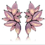 Pink Opal & Crystal Drop Post Wing Earrings
