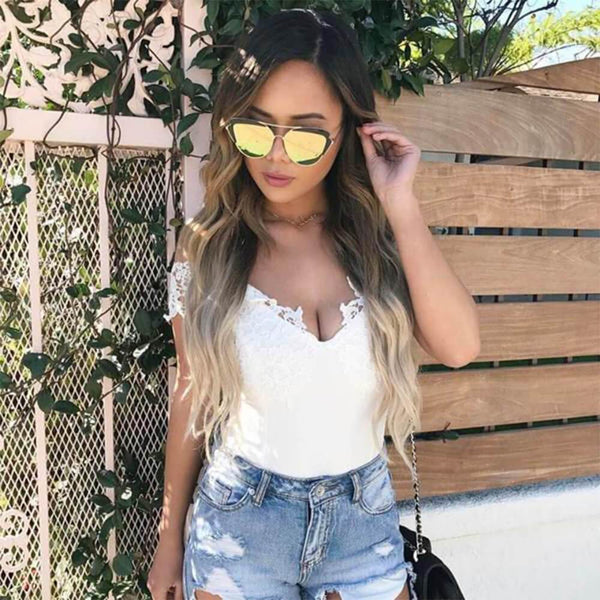 GALVESTON | Women's Brow Bar Mirrored Lens Cat Eye Sunglasses
