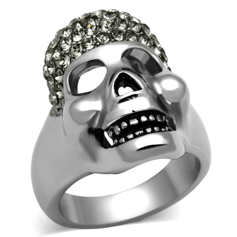 Stainless Steel Bling Skull Ring- 6 Sizes
