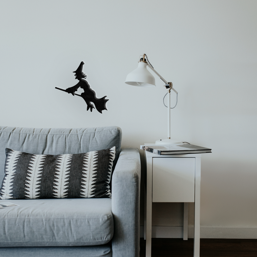 Witch On A Broom Metal Wall Art