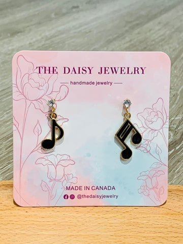 Music Note Drop Post Earrings