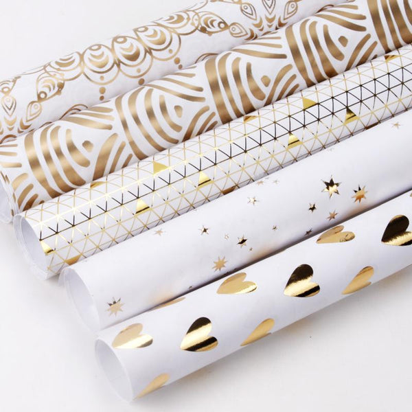 Foil Triangles Wrapping Paper Roll- White & Gold