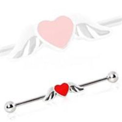 Winged Red Heart Industrial Barbell