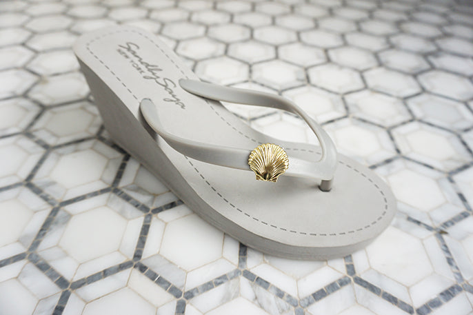 High Wedge Flip Flops with Gold Shell- 3 Colors