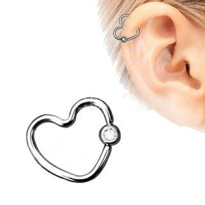 Sliver Heart Bling Cartilage Earring