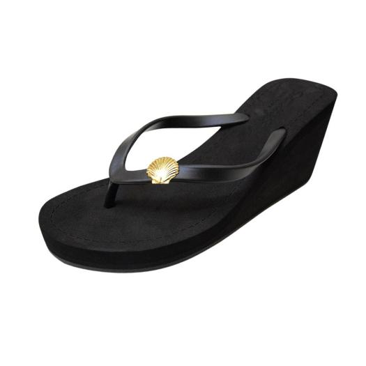 High Wedge Flip Flops with Gold Shell- 3 Colors